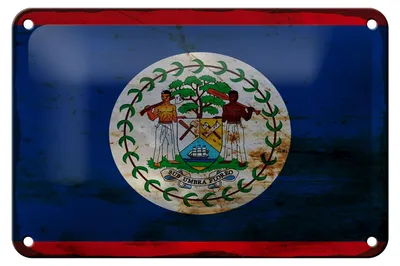 Produktbild von Blechschild Flagge Belizes 18x12cm Flag of Belize Rost
