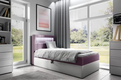 Produktbild von Boxspringbett Gästebett Kinderbett FABIAN Nr.1 80x200cm Weiss-Rosa