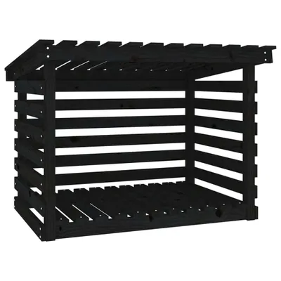 Zdjęcie produktu dla vidaXL Stojak na drewno opałowe czarny 108x73x79 cm lite drewno sosnowe