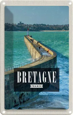 Produktbild von vianmo Blechschild 18x12 cm Bretagne France Reiseziel Bildmotiv Reisemotiv Abenteuer Reisen Urlaub