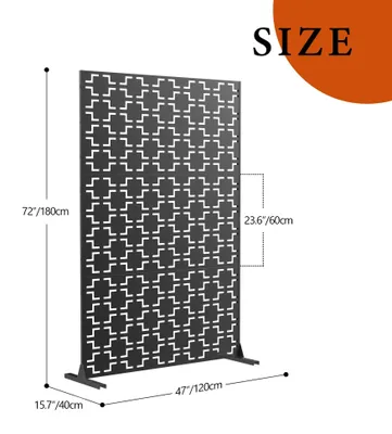 Produktbild von Sichtschutz für den Außenbereich - Freistehende Gartentrennwand C 120 x 180 cm - Metall - HDPE - Mit Standfuß - Dekoratives lasergeschnittenes Panel - Wetter- und rostbeständig