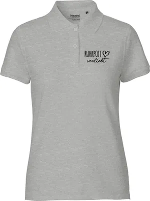 Produktbild von Huuraa Damen Polo Shirt Ruhrpott verliebt L Sport Grey Bio Baumwolle Fairtrade Poloshirt Geschenkidee