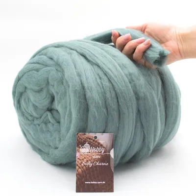 Produktbild von Hobby YARN - Softy Charme – 100% Schurwolle, 1kg, XXL Merino Filzwolle, extra dickes Filzgarn zum Trocken- & Nassfilzen 31319 Storm Slate