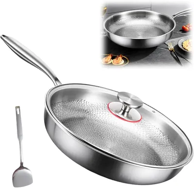 Titanpfanne mit Deckel, 24 cm, antihaftbeschichtet, gehämmert
