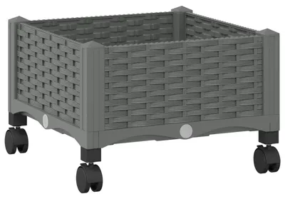 Imagen del producto de vidaXL Maceta para jardín con ruedas, color gris claro, 40 x 40 x 33 cm, fabricada en polipropileno