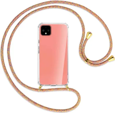 Produktbild von Handykette Backcover-Schutzhülle mit Band (Metall goldfarben) für Google Pixel 4 - Rainbow