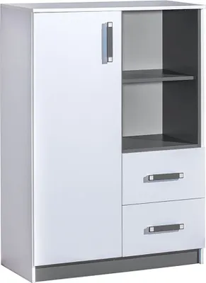 Produktbild von Kinderzimmer - Kommode Frank 06, Farbe: Weiß / Grau - 125 x 90 x 40 cm (H x B x T)