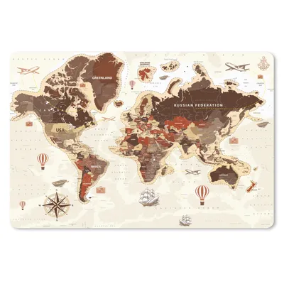 Produktbild von MuchoWow® Mauspad Mousepad Weltkarte - Vintage - Kompass 27x18 cm - Mousepads - Maus Mat - Pad - Mausunterlage - Büroartikel - Desk Matten