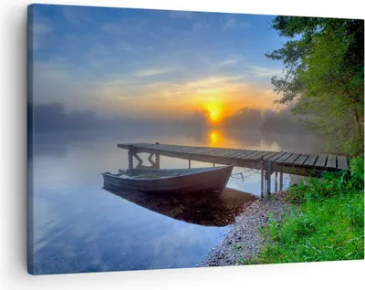 Produktbild von Bild auf Leinwand - Leinwandbild - Landschaft Meer Sommer Sonne - 70x50cm - Wand Bild - Wanddeko - Leinwanddruck - Bilder - Kunstdruck - Wanddekoration - Leinwand bilder - Wandkunst - AA70x50-2226