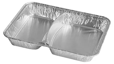 Produktbild von 100 Aluminium-Menüschalen 2-geteilt 810 ml 227 x 177 x 30 mm