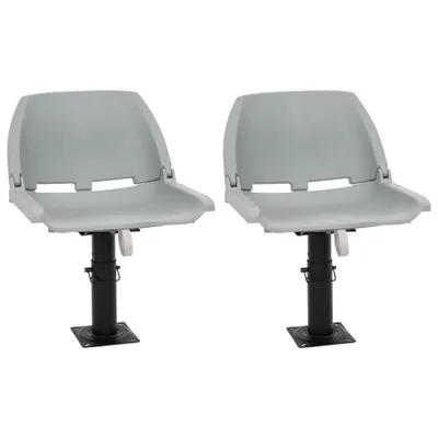 Produktbild von 4-tlg. Bootssitz-Set Klappbar Kein Kissen Grau 48x51x41 cm