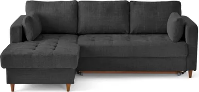 Produktbild von Lisa Design Anna - Ecksofa links 4-Sitzer Schlaffunktion und Bettkasten aus strukturiertem Samt , Anthrazitgrau