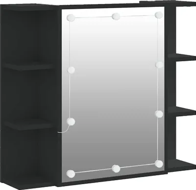 Produktbild von vidaXL Spiegelschrank mit LED Schwarz 70x16,5x60 cm