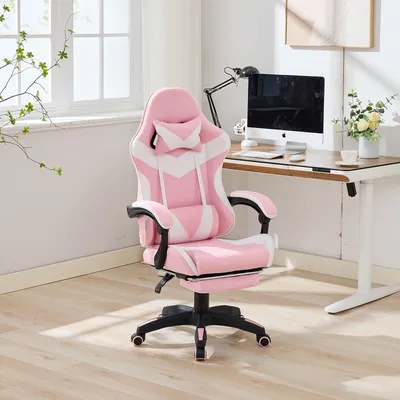 Obrázok produktu pre Ergonomická herná stolička s 360-stupňovou otočnou základňou, opierkou nôh, bedrovou opierkou a nastaviteľnou výškou