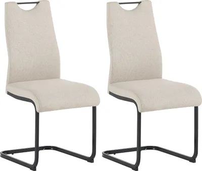 Produktbild von byLIVING Freischwinger 2er Set CAPRI, Webstoff taupe, Metall schwarz, mit Griff und bequemer Polsterung, Schwingstühle, Polsterstühle, Maße: B 44, H 88, T 55 cm