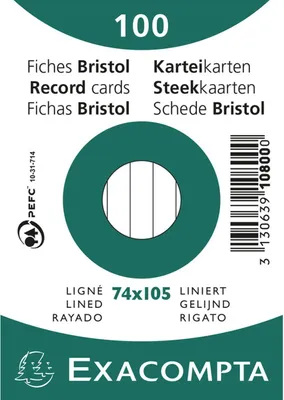 Produktbild von Exacompta Karteikarte 10800SE DIN A7 liniert weiß 100 St./Pack.