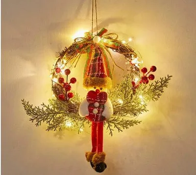 Weihnachtskranz 35 cm, Schneemann-Rotankranz, Türkranz