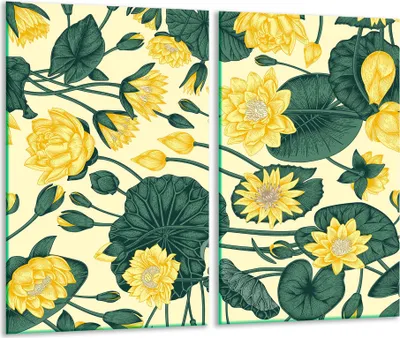 Image de Plaques de recouvrement pour cuisinière 2 pièces 30x52 Couverture de plaque vitrocéramique verre fleurs