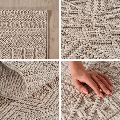 Obrázok produktu pre Homebyhome Koberec Obývací Pokoj Bouclé Smy?kový Skandinávský Styl Vintage Design Odolný M?kký do Ložnice, Velikost: 160 cm Rund