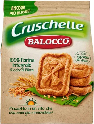 Produktbild von 6x Balocco Cruschelle Biscotti con farina integrale e zucchero di canna Kekse mit Vollkornmehl und braunem Zucker biscuits cookies 100% Italienische Kekse 700g