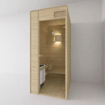 Produktbild von Casa Padrino Luxus Innensauna Naturfarben 100 x 100 x H. 190 cm - Massivholz Minisauna