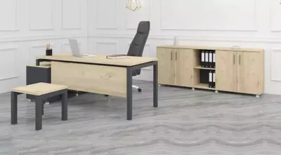 Zdjęcie produktu dla zestaw biurowy nowoczesne meble drewniane biurko narożne szafka stolik kawowy