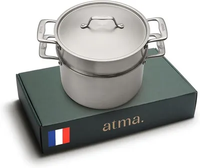 Imagen del producto de Sartén de acero inoxidable de 24 cm, de 3 capas, con vaporera, libre de PFAS