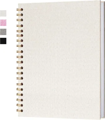 Image de Album photo pour scrapbooking, en lin, 40 feuilles, pages blanches, dimensions 28 x 20,5 cm, couleur beige