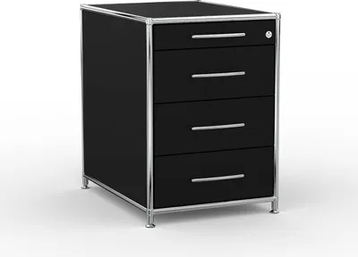 Produktbild von VERSEE Standcontainer 60 cm mit 4 Schubladen – Holz Schwarz – Bürocontainer