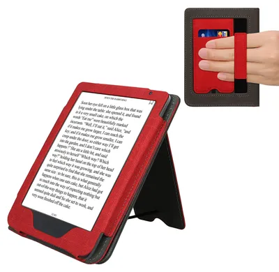 Produktbild von kwmobile Hülle kompatibel mit Kobo Clara BW / Clara Colour / Tolino Shine (5) / Shine Color Hülle - Flip Case mit Handschlaufe - Kunstleder Cover -