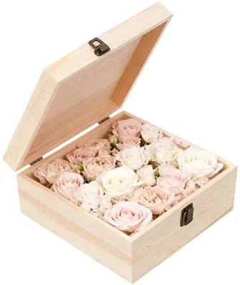 Zdjęcie produktu dla Drewniana skrzynka z pokrywą - Ręcznie wykonana drewniana skrzynka - 23 x 23 x 10 cm - Drewniana skrzynka do przechowywania biżuterii i przekąsek