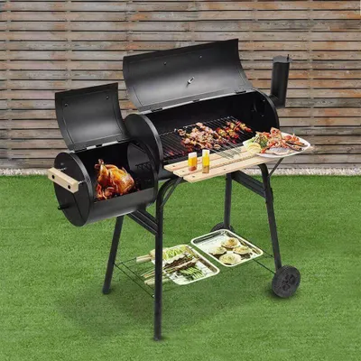 Obrázek produktu pro 2v1 BBQ gril a smoker na drěvěné uhlí