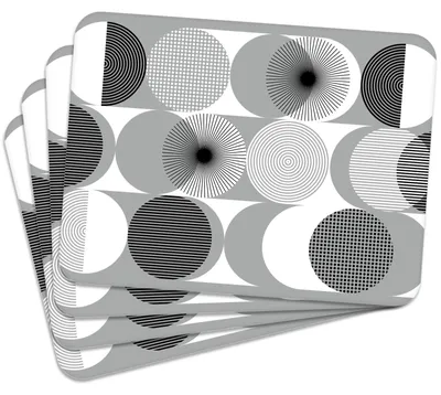Produktbild von MG Design Set aus 4 Kork-Platzsets - Geometric Circles - 30 x 40 cm - hitzebeständig & abwischbar, mit Korkrückseite