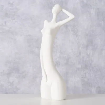 Produktbild von Handgefertigte Dekofigur Deborah aus Kunstharz in Weiß - 24 cm