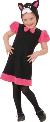 Produktbild von Katze Kinderkostüm Kleid schwarz-pink