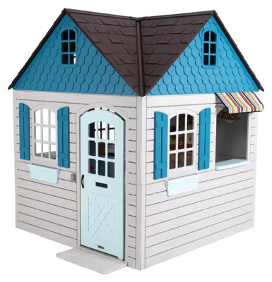 Produktbild von Lifetime Kunststoff Kinder Spielhaus Flipper Lichtgrau/Blau 186x186x215 cm