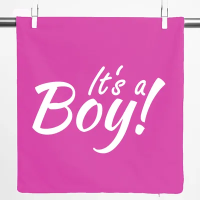 Produktbild von Huuraa Kissenbezug It`s a Boy! Schriftzug 40x40cm Fuchsia Baumwolle Dekokissenbezug Geschenkidee