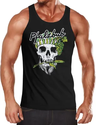 Produktbild von Herren Tank-Top Pfalzbub Pfälzer Wein Skull Totenkopf Print Muskelshirt Muscle Shirt Neverless® schwarz S