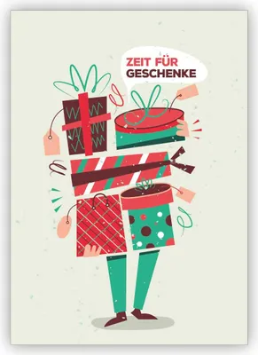 Produktbild von lustige Retro Geburtstagskarte, Weihnachtskarte: Zeit für Geschenke