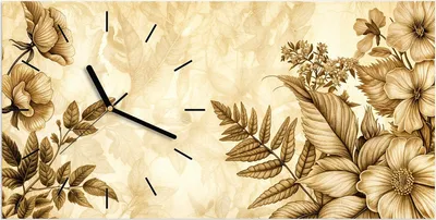 Produktbild von Wanduhr aus Glas mit Motiv Blumenblatt Kunstwerk- 60 x 30 cm - inkl. Aufhängesystem