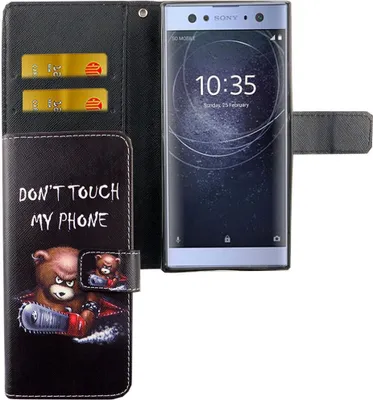 Produktbild von Handyhülle Tasche für Handy Sony Xperia XA2 Schriftzug Bär mit Kettensäge