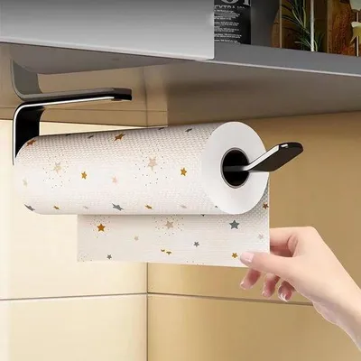 Produktbild von DigiRigi® Küchenrollenhalter – Wandmontage ohne Bohren, Aluminium, Silber, platzsparend für Standard-Küchenrollen, modernes Minimaldesign