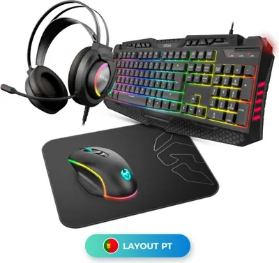 Obrázok produktu pre Klávesnica + myš + náhlavná súprava + podložka pod myš Krom Kritic RGB Rainbow Gaming Kit