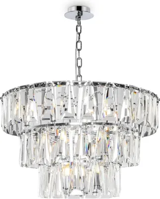 Produktbild von Hängelampe Metall Glas Ø 77 cm rund H: max. 93 cm Chrom E14 Modern Kristall Pendelleuchte