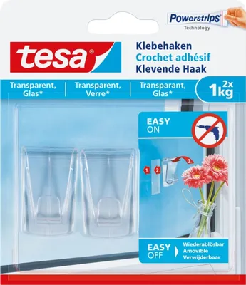 Produktbild von TESA 77735-00000-00, Drinnen, Universalhaken, Transparent, Gummi, Klebestreifen, 1 kg