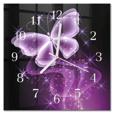 Produktbild von Tulup Glasuhr Wanduhr Küchenuhr Echt-Glas 30x30 cm Modern Dekorativ Geräuschlos Weiße Zeiger - Schmetterling