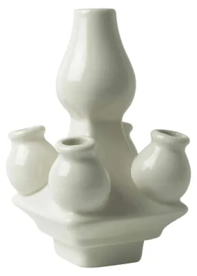 Obrázok produktu pre Heinen Delfts Blauw – Váza s tulipánmi, kolekcia "Stapelgekte" – biela – horná časť – 15 cm