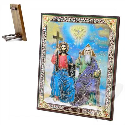 Produktbild von Ikone Heilige Dreifaltigkeit Holz 15x18cm Heiligenbild Christlich Orthodox
