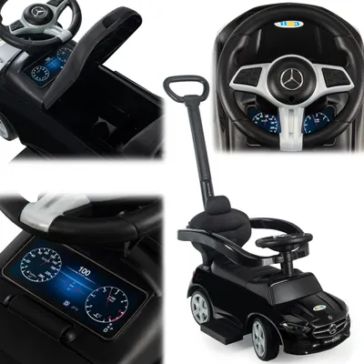 Productafbeelding van COIL glijbaanauto met duwstang, duwauto, Mercedes AMG C63, kinderglijbaan, voertuig met glijbaan, duwwagen, geschikt vanaf 12 maanden, zwart