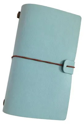 Produktbild von A6 Kunstleder Notizbuch nachfüllbar mit Taschen Organizer Reisetagebuch Hellblau 120x200mm